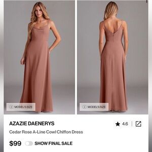 Azazie Pink Maxi A-Line Cowl Neck Dress